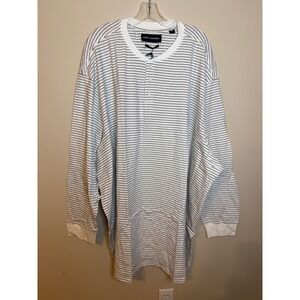Good Counsel Wanzer Mens 6XL Long Sleeve Henley Shirt White Black Striped NWT
